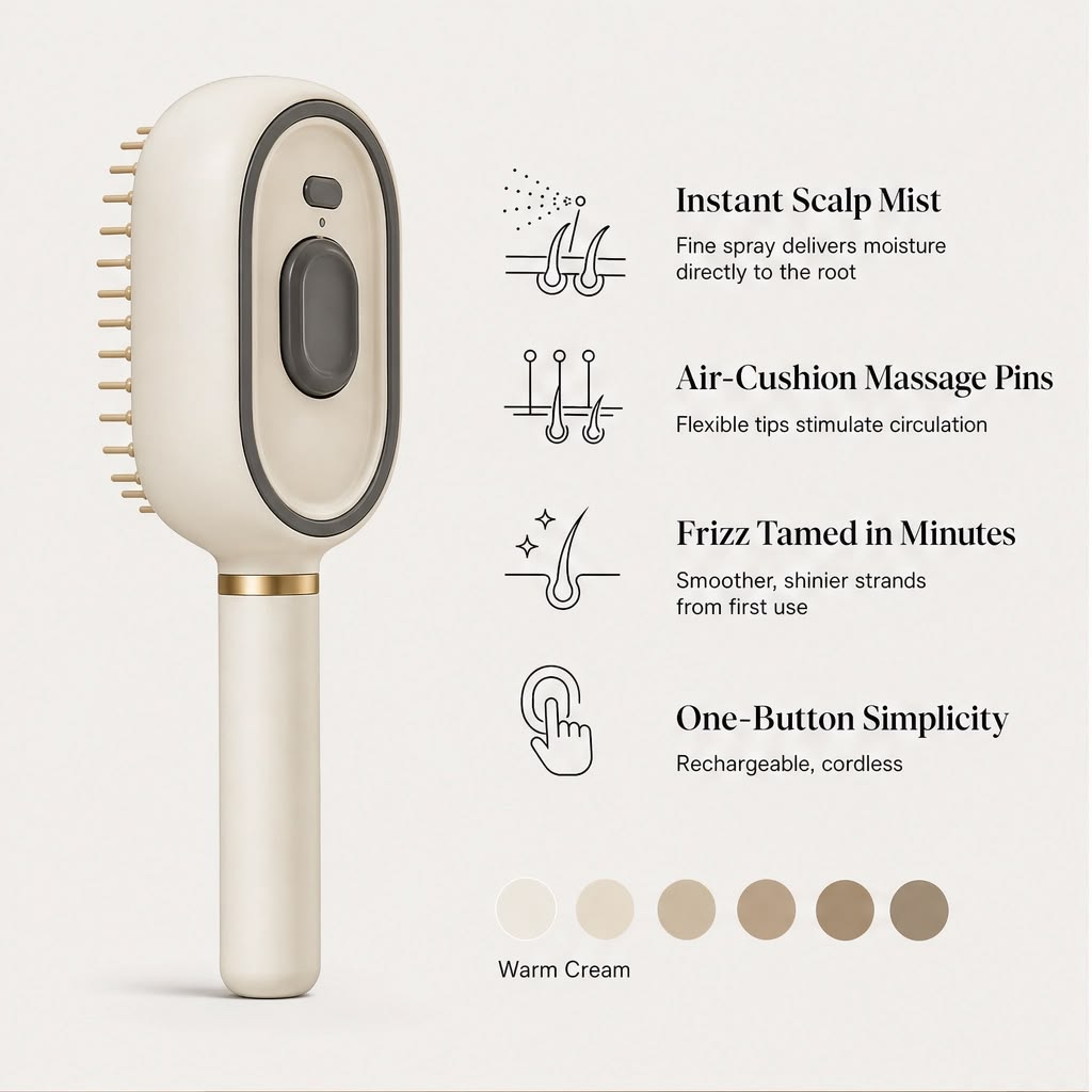 Steam Brush | Rechargeable Detangling Tool with Oil