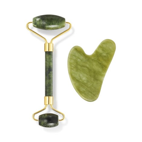 Natural Jade Facial Roller & Gua Sha Massage Set